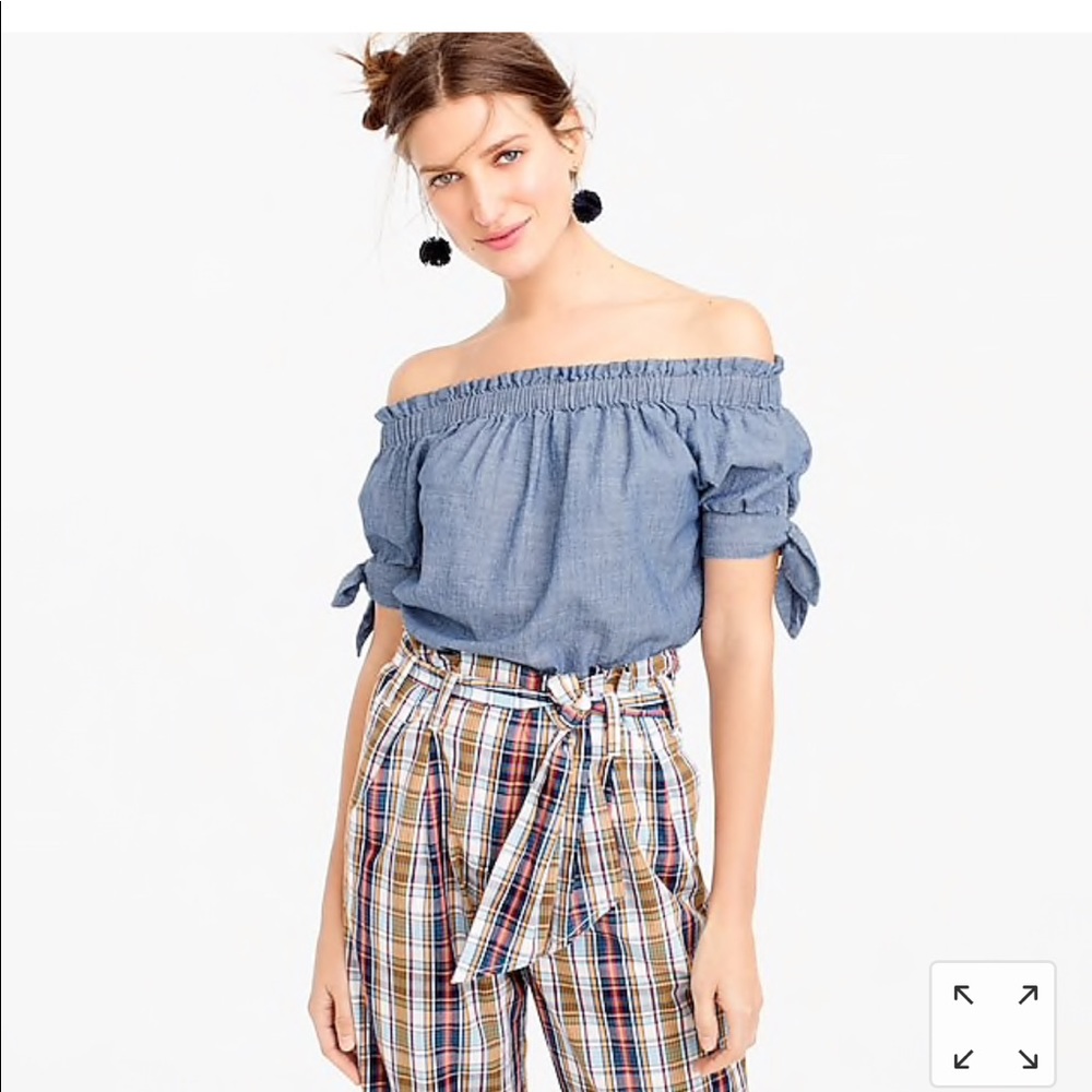 J. Crew Off the Shoulder Chambray Top